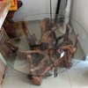Teak Root Table with Glass