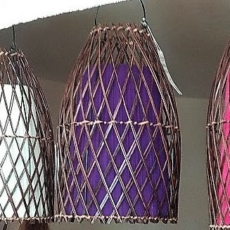 Purple Rattan Ceiling Lamp