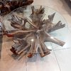 Teak Root Table with Glass